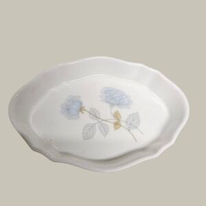 Vintage Wedgwood Bone China ICE ROSE Silver Tray 4.5" England